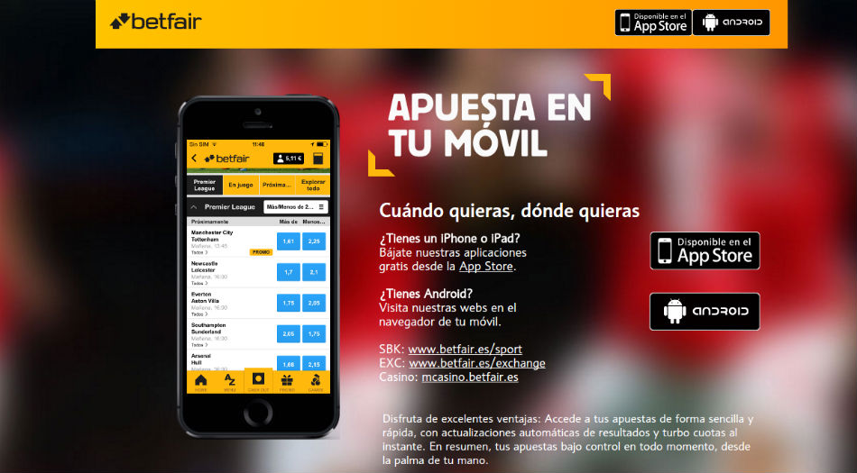 casa de apuestas betfair movil