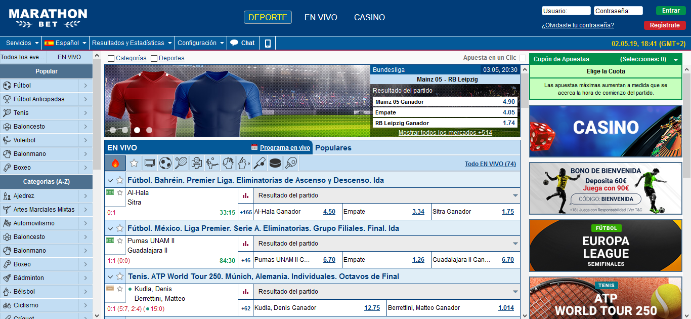 MarathonBet página apuestas deportivas