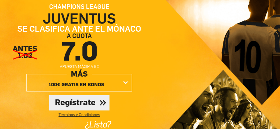 Cuotas Juventus v Mónaco Betfair 7.0