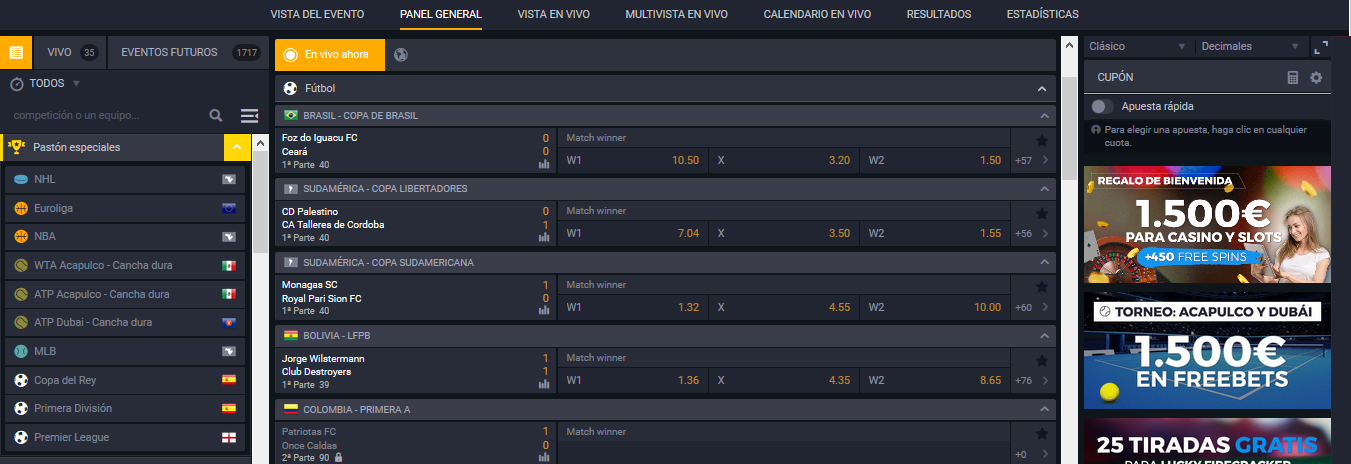 Paston apuestas fútbol directo