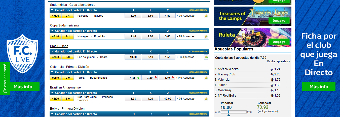 William Hill apuestas fútbol directo