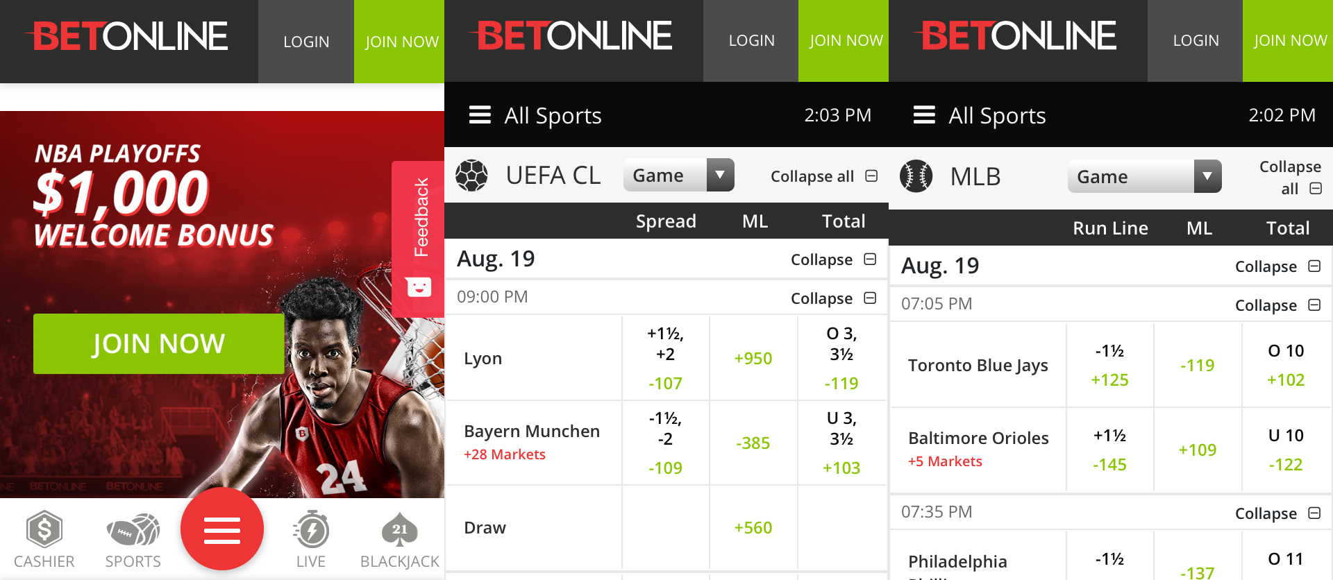 BetOnline sports betting app