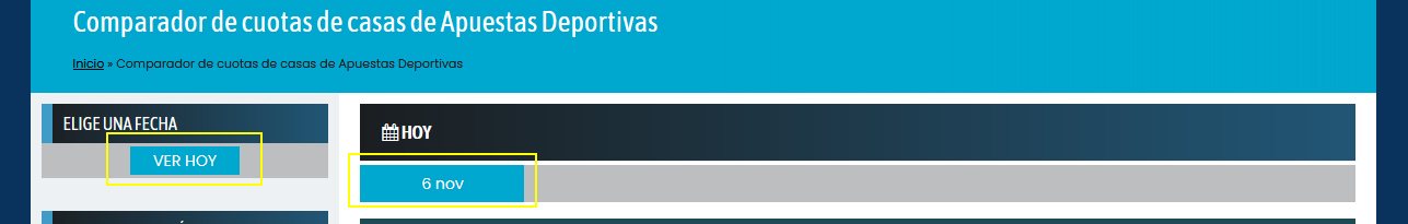 Comparador cuotas fecha actual